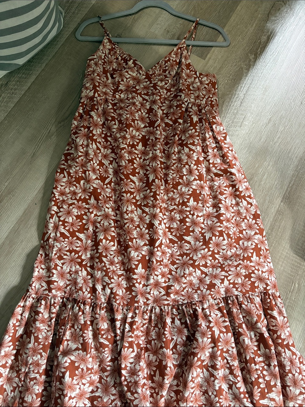 GAP Rust and White Floral Slip Dress with Ruffle Hem
